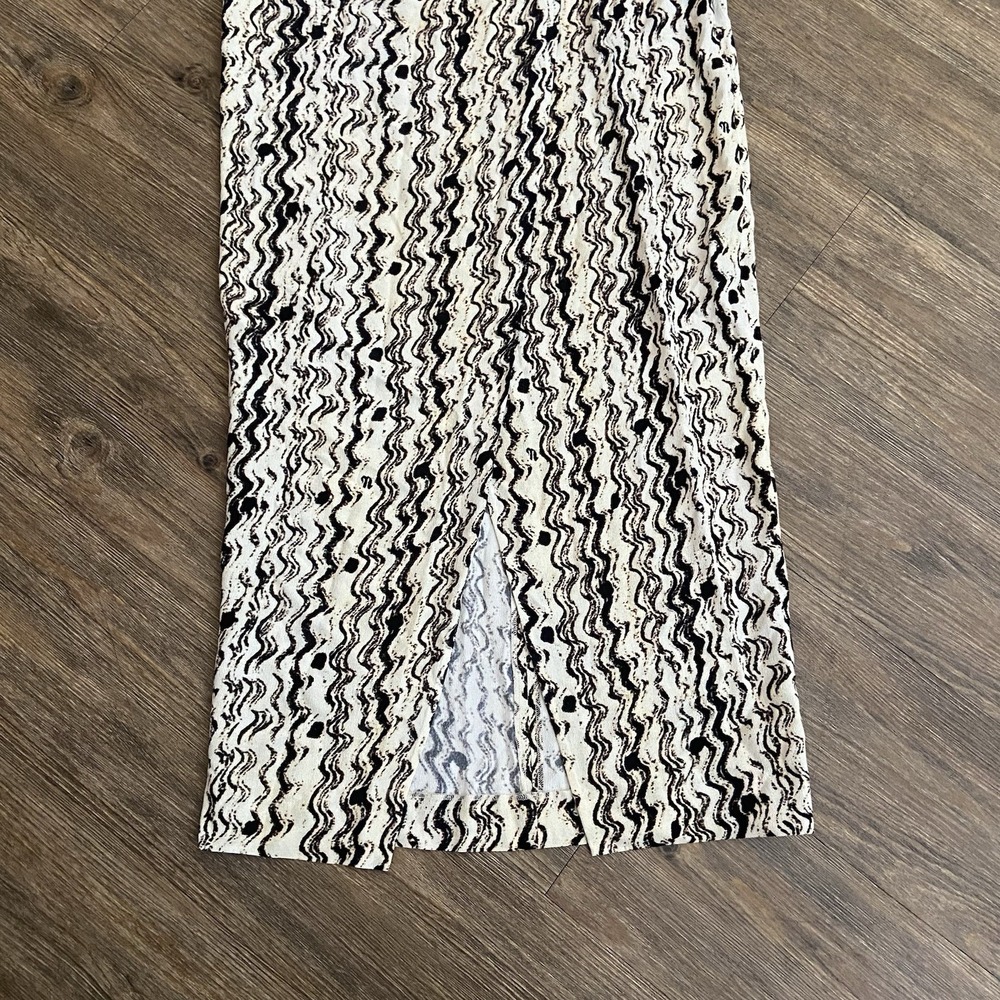 Nanushka Solice Printed Midi Faux Wrap Cut‎ Out Cream Brown Skirt Size XSMALL XS - Picture 3 of 7